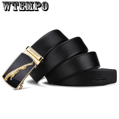Brand Genuine Leather Automatic Buckle Vintage Casual Men Belt black Cowbody Jeans Belt