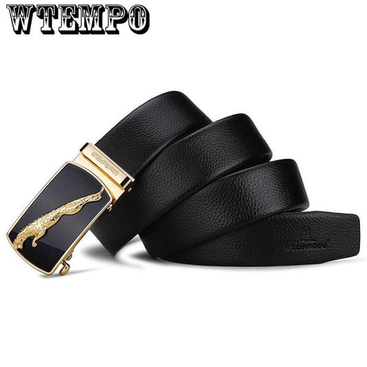 Brand Genuine Leather Automatic Buckle Vintage Casual Men Belt black Cowbody Jeans Belt
