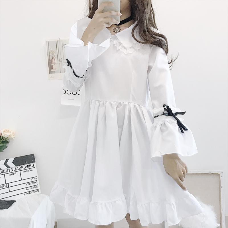 Black and White Gothic Style Maid Costume Lolita Dress Cute Japanese Costume Party Dress