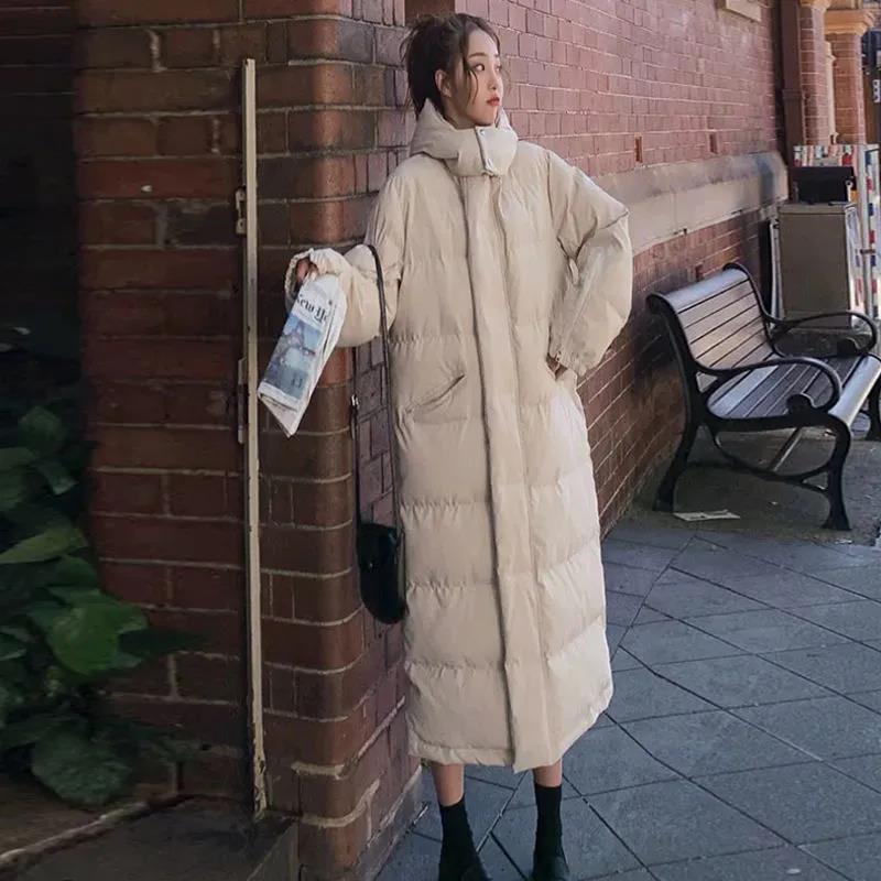 Cotton-padded Jacket Women's Knee-length Long Dongdaemun New Large Size Loose Thickened Thin Cotton-padded Jacket Female BF Student  Padded Jacket