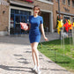 Pofulove Women Plus Size Sexy Skinny Dress O-neck Bag Hip Short Sleeve Dress Bottoming Dresses