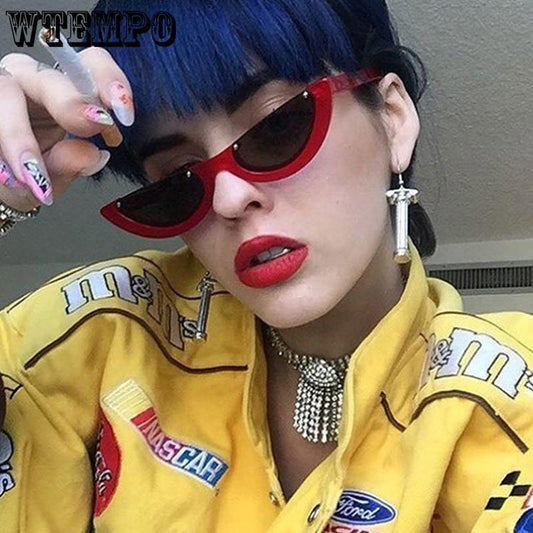 Cool Trendy Half Frame Rimless Cat Eye Sunglasses Women 2019 Fashion Clear Brand Designer Sun glasse