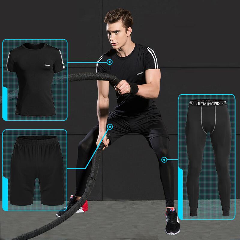 Men Sportswear Compression Sport Suits Quick Dry Clothes Joggers Training Gym Fitness Tracksuits Set