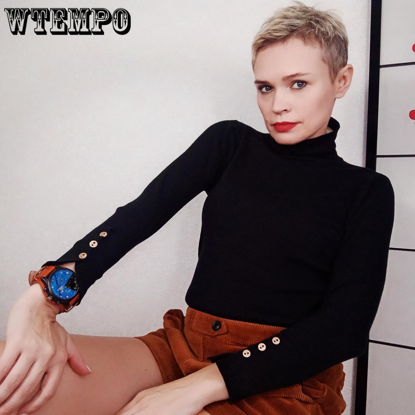 Winter Turtleneck Pullover Sweater Women Slim Warm High Elastic Letters Bottoming Shirt