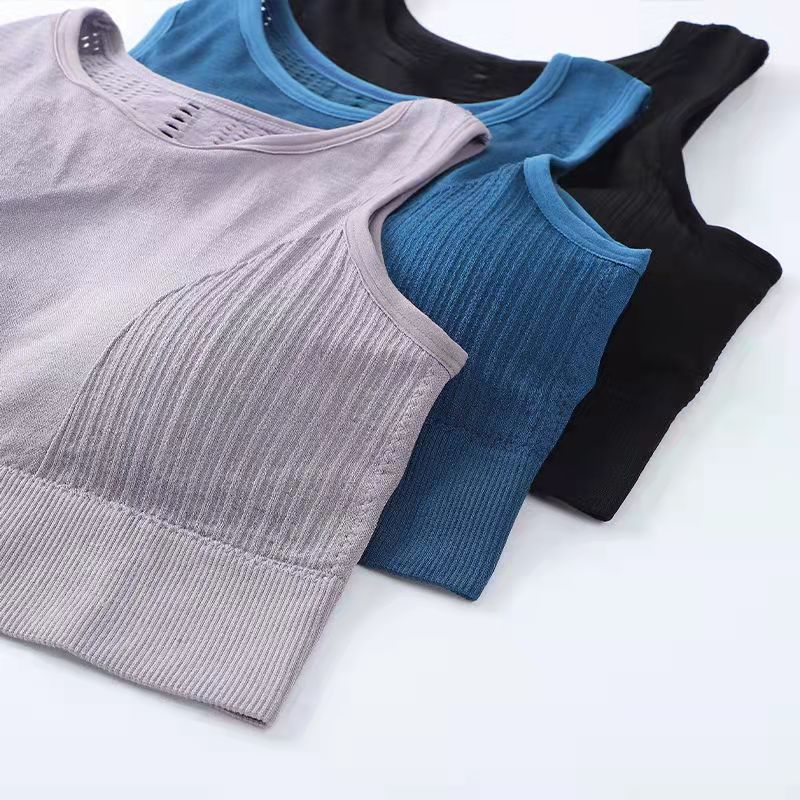 Women's Sports Bra No Underwire Shock Quick Dry Underwear Anti-gathering Stereotyped Beauty Back Hollow Vest with Removable Chest Pad Yoga Vest