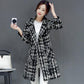 Women's Coat Autumn Winter Cassic Plaid Wool Coat Long Coat Female Woolen Outerwear Manteau Femme