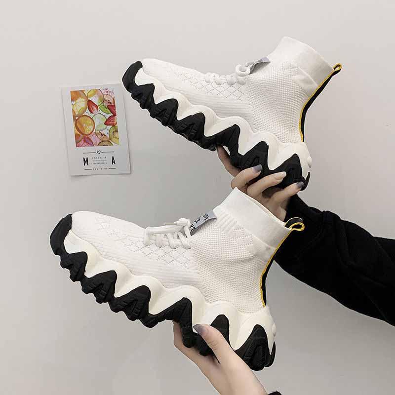 Plus Size 35-39 Summer Women High-top Mesh Luminous Sneakers Students Breathable Running Basketball Shoes Shockproof Non-slip Shoes