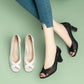 Soft Leather Mesh Thick Heel Sandals for Women's Outer Wear Spring and Summer Fashion All-match Fish Mouth Mid-heel Shoes