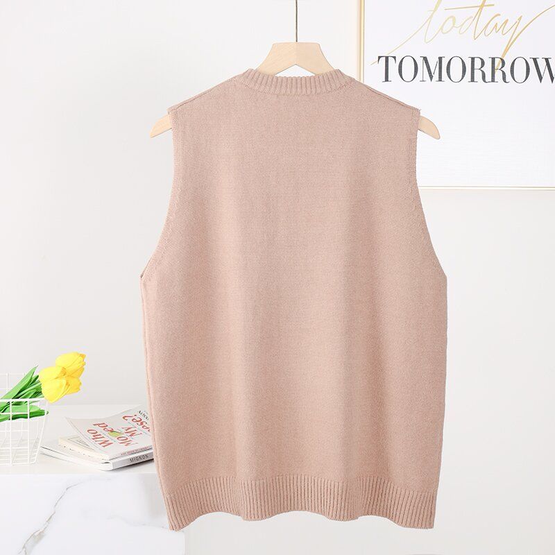 Knitted Vest Mid-length Thickened Loose Round Neck Sweater Bottoming Shirt Coat