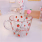 Cute Strawberry Peach Holding Cup Glass Bowl Breakfast Cereal Student Girl Milk Coffee Oatmeal Heat Resistant Kawaii Mug