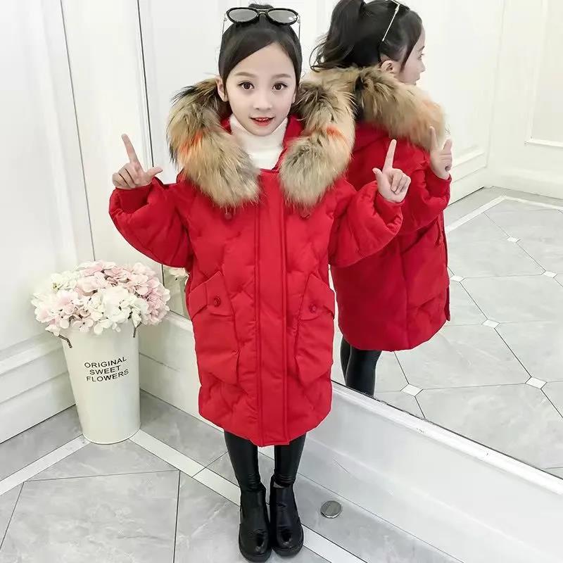 Children's Warm Autumn Winter Long Sleeve Outerwear Down Coats Hooded Kids Girls Parkas