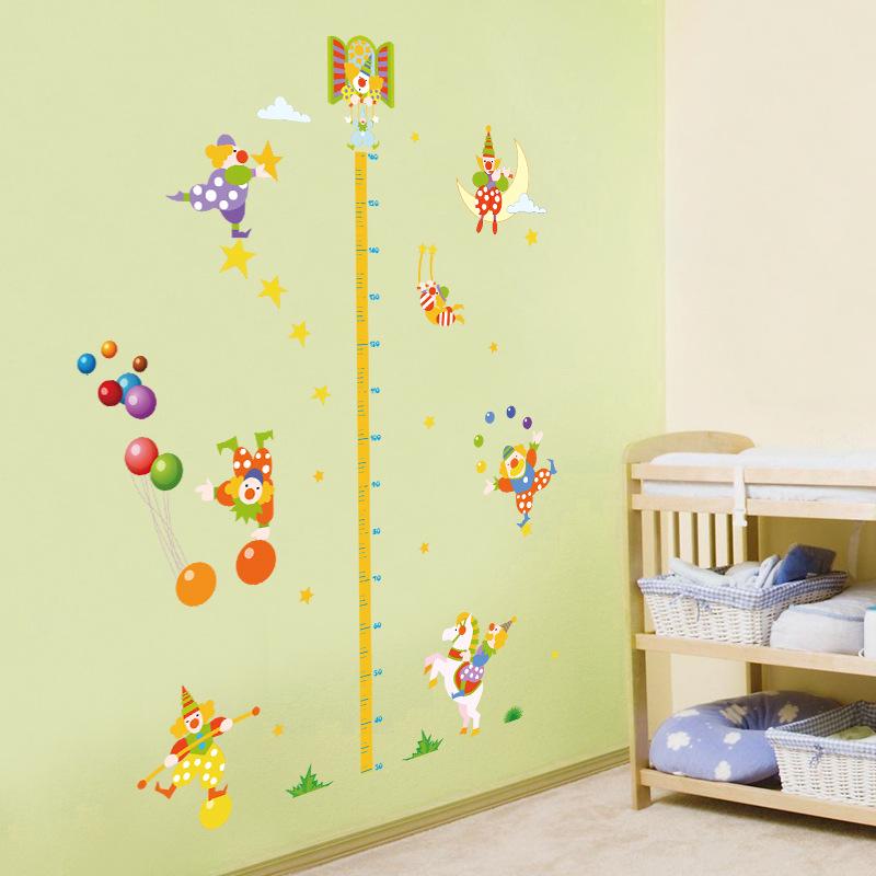 Cartoon clown height stickers for children's room bedroom removable wall stickers