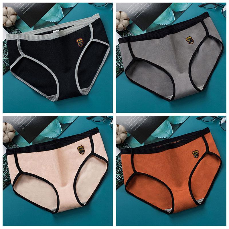 4-pack Women's Cotton Adult Underwear Antibacterial Mid-waist Breathable Japanese Briefs Student Korean Version Plus Size Briefs