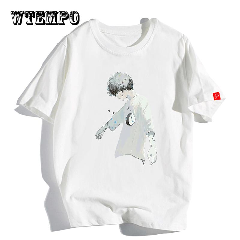 WTEMPO   T Shirt Summer Fashion Loose Tshirts  Print Tshirt Men O-neck T-shirt Man