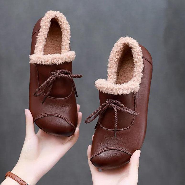 Women's Winter Soft Warm Shoes Female Large Size Non Slip Solid Color Flat Heel Cotton Shoes