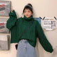 Solid Color Thick Turtleneck Sweater Autumn and Winter Loose Twist Pullover Knitted Sweater