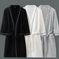 Spring and Summer Couple Bathrobe Women's Long-sleeved Thin Solid Color Cotton Absorbent Bathrobe Robe Five-star Hotel Nightgown Men's Large Size