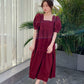 Female Simple Large Size Elegant Holiday Dress Summer High Waist Slim Vintage Gentle Solid Vacation Dress