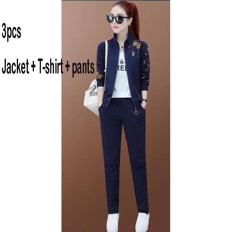 Two pcs set wild long-sleeved casual sweatshirt set large size spring and autumn women's clothing