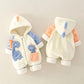 Net Red Baby Clothes Winter Clothes Men's and Women's Baby Full Moon Clothes Climbing Clothes Plush Warm Suit Newborn One-piece Clothes