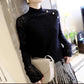 Fall/winter Core-spun Yarn Flash Knit Sweater Slim Long-sleeved Half Turtleneck Sweater Women's Solid Color Bottoming Pullover Top