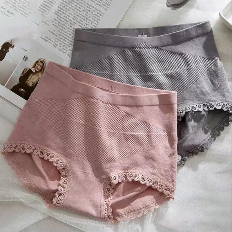 3 Packs of Antibacterial Sexy Women's Panties Japanese Mid-waist Briefs with Cotton Crotch Body Sculpting Buttocks Beautifying Trousers