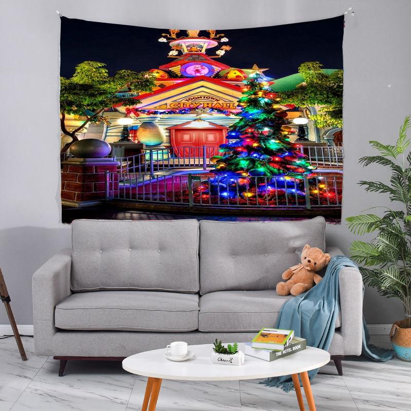 3D Christmas Tapestry Wall Hanging for Bedroom Living Room Dorm with Free String Lights