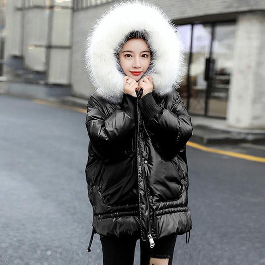 Cotton-padded Jacket Women's Short Winter Korean Style Loose Bright Face Small Down Padded Jacket
