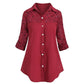 Women Blouse Lace Stitching Collared Long Sleeve Chiffon Loose Blouse Plus Size S-5XL