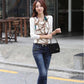 Plus Velvet Long-sleeve T-shirt Spring Print Slim Bottoming Shirt  Cotton Heaps Collar Pullover Top