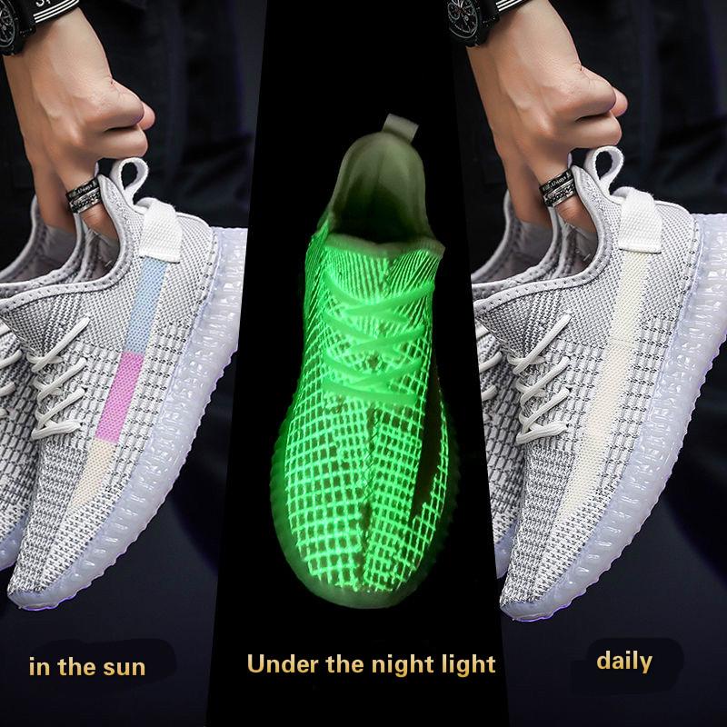Sports shoes men's summer student net shoes men's luminous running shoes trend casual shoes