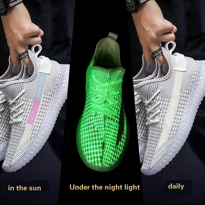 Sports shoes men's summer student net shoes men's luminous running shoes trend casual shoes