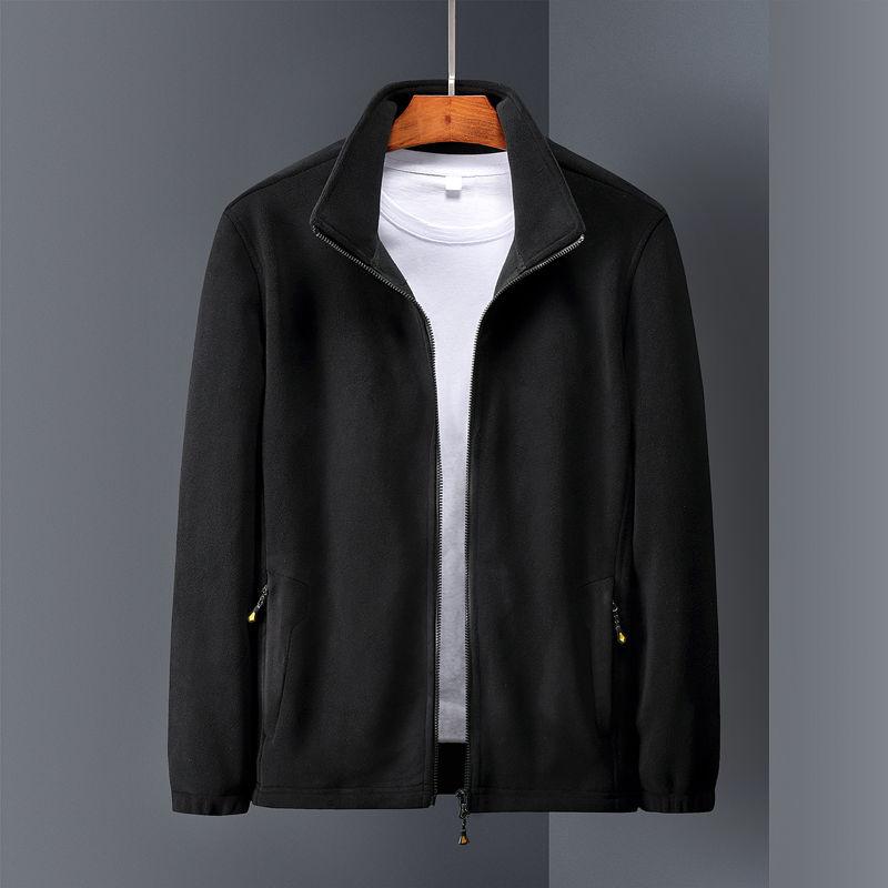 Men's Fleece Jacket Men's Spring and Autumn Wear Plus Velvet Thickening Sports Fleece Top Jacket