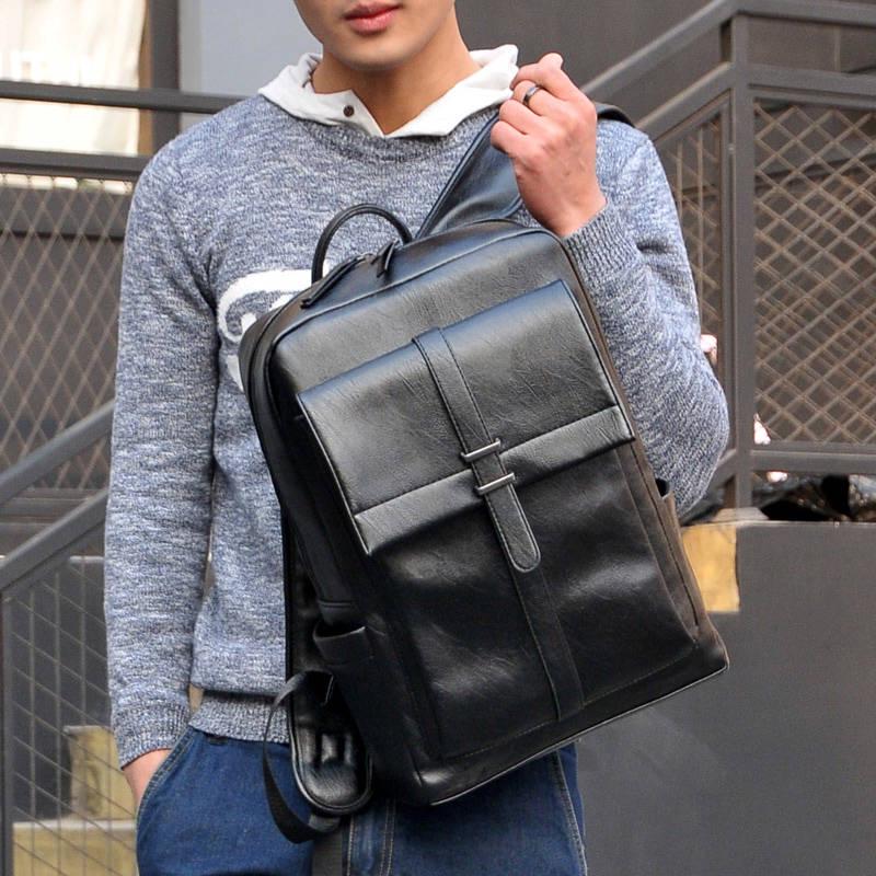 Practical Casual Men's Backpack PU Leather Computer Bag Fashion Leisure Travel Backpack