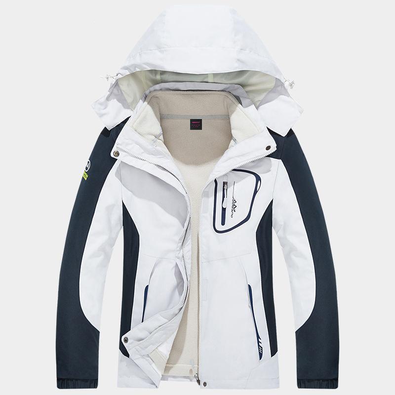 Women's Outdoor Jacket with Detachable Plus Velvet Thickening Two-piece Windproof and Waterproof Ski Jacket Mountain Travel