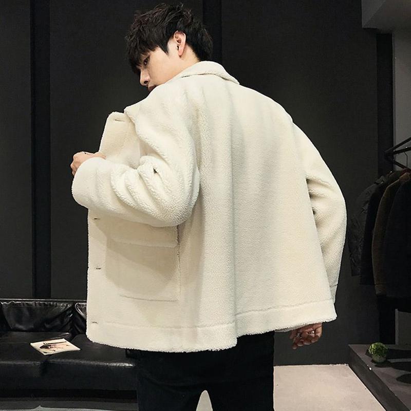 Autumn and Winter Thickened Plus Velvet Jacket Fashion Trend Handsome Lamb Velvet Warm Men's Jacket