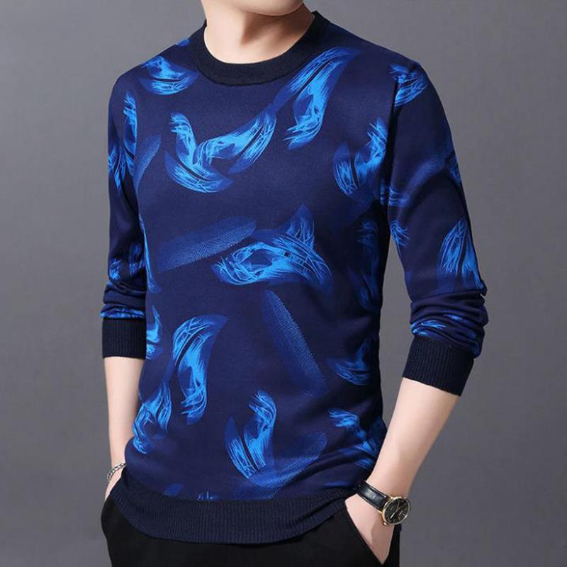 WTEMPO Men Thermal Pullover Cashmere Padded Shirt Printed Shirt Winter Soft and Comfortable Pullover