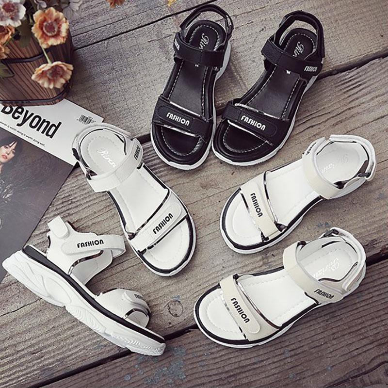Korean Women's Flat Sandals All-match Rome Velcro Summer Shoes Student Platform Casual Women's Shoes