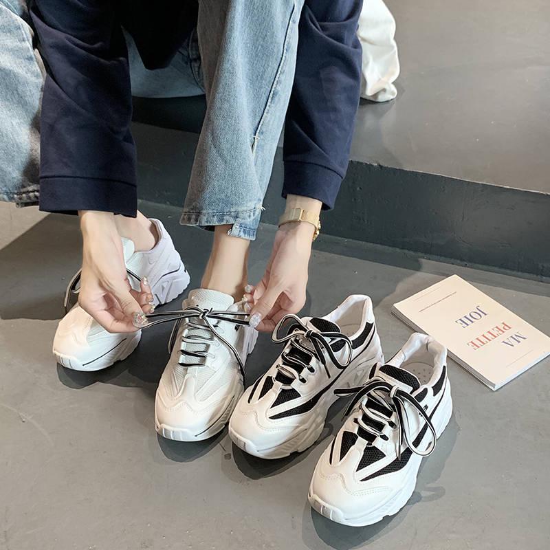Fashion Women Casual Shoes Leather Platform Shoes Sneakers Ladies White Trainers Chaussure Femme