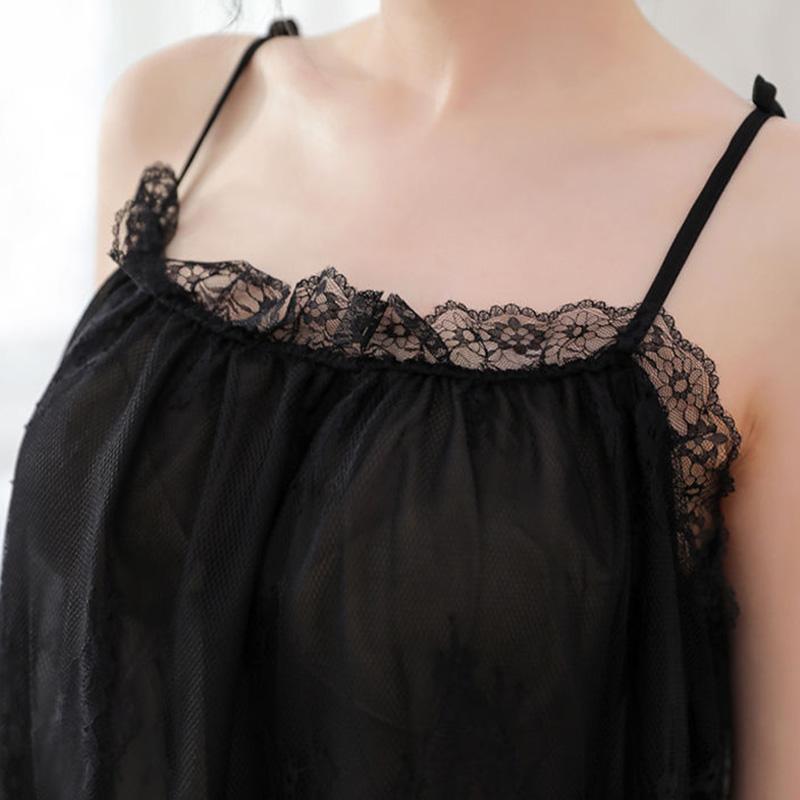 Plus Size 4XL Women's Sling Lace Suspender Nightdress Large Size Lingerie Transparent See-through Homewear Pajamas Dresses