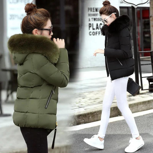 Winter Plus Size Slim-fit Cotton-padded Jacket Women's Short Section Was Thin, New Cotton-padded Jacket with Large Fur Collar Thickened Padded Jacket