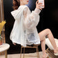 Lace Embroidered Sunscreen Ladies Summer Mesh Splicing Thin Hooded Short Cardigan Top