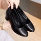 Work Shoes Black Professional Women's Single Shoes Low-heeled Leather Shoes Mid-heeled Tooling Formal Dress Low-heeled Shoes