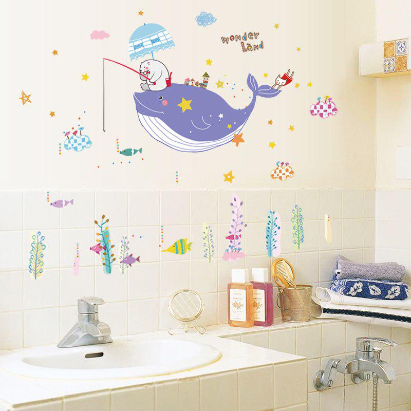 [Wall sticker ]Underwater World Cartoon Dolphin Fish Wall Stickers For Kids Rooms Bathroom Tile Wate
