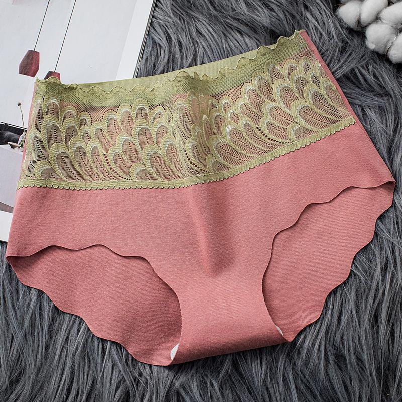 4PCS Ladies High Waist Panties Ladies Cotton Antibacterial Briefs Girls Students Charming Large Size Abdomen Hip Leggings Feather Hollow Sexy Panties