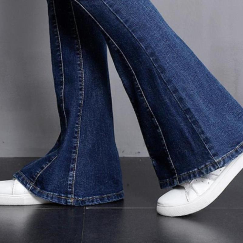 Women's Micro Trousers Trousers High Waist Spring and Autumn Plus Size Stretch Jeans Nine-point Drape Flared Pants