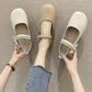 Women's Spring and Summer Gentle Fairy Style Flat Shoes Lazy Beanie Shoes Small Leather Shoes Lady Elegant Shoes