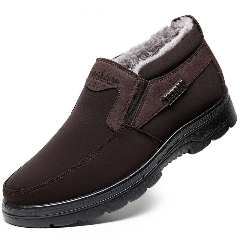 Men's Shoes Waterproof Cotton-padded Middle-aged Plus Velvet Warm Winter Shoes for The Elderly Thick Non-slip Shoes