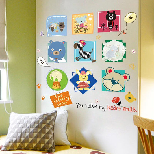 Creative animal cartoon wall stickers room background decoration removable