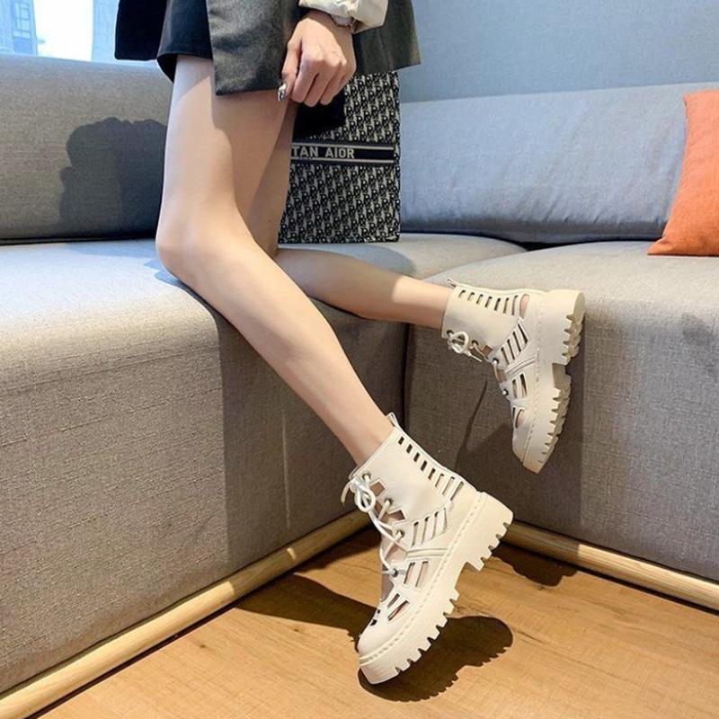 Net Red British Style Hollowed Out Increased Martin Boots Women's Summer Thin Short Boots Trendy All-match Breathable Sandals